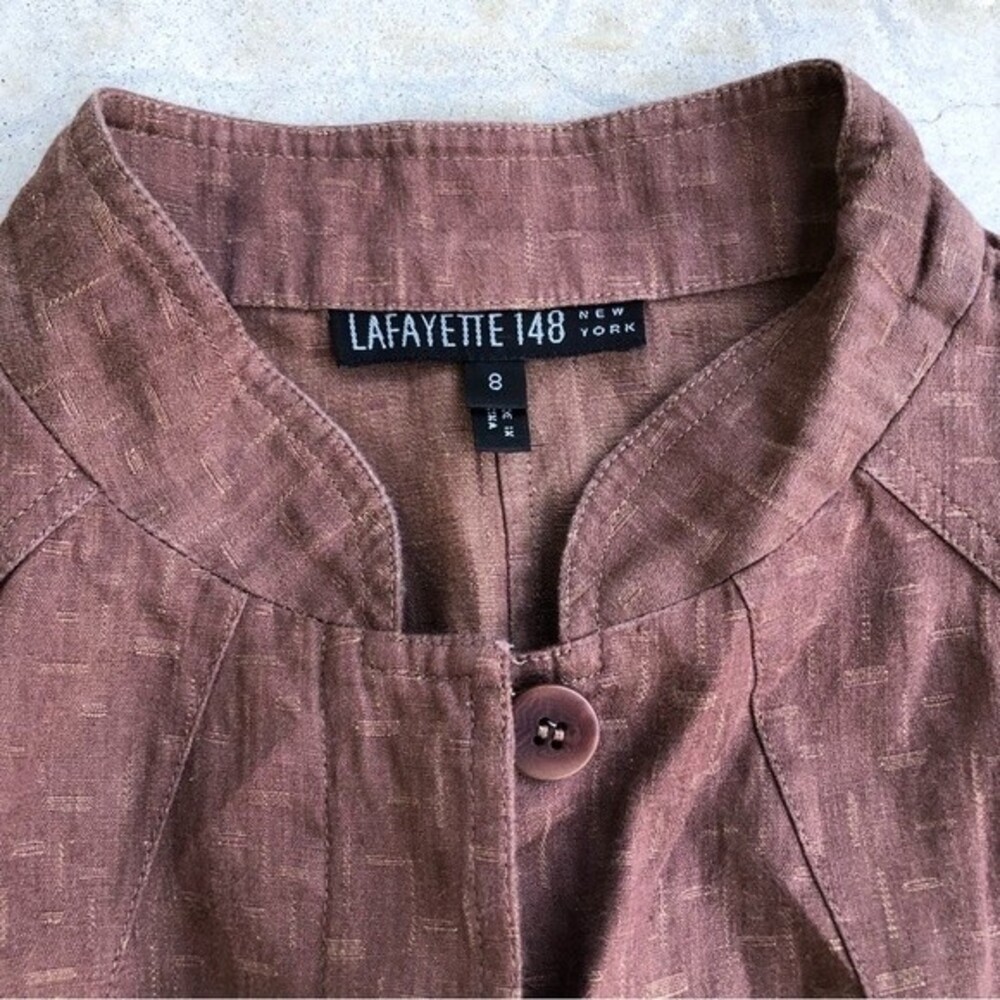 Lafayette 148 New York Cropped Linen Jacket Blazer Light Brown Neutral 8 - Picture 4 of 6